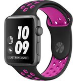 Curea iUni compatibila cu Apple Watch 1/2/3/4/5/6/7, 38mm, Silicon Sport, Negru/Roz